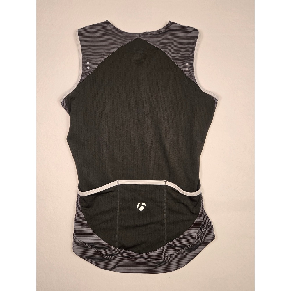 Bontrager Cycling Tank Women Small Gray Striped Sleeveless Zip Back Rear Pockets - Picture 2 of 7